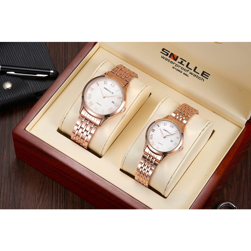 Snille Jam Tangan Rantai Wanita Couple Unisex Original Asli Anti Air Waterproof 1052