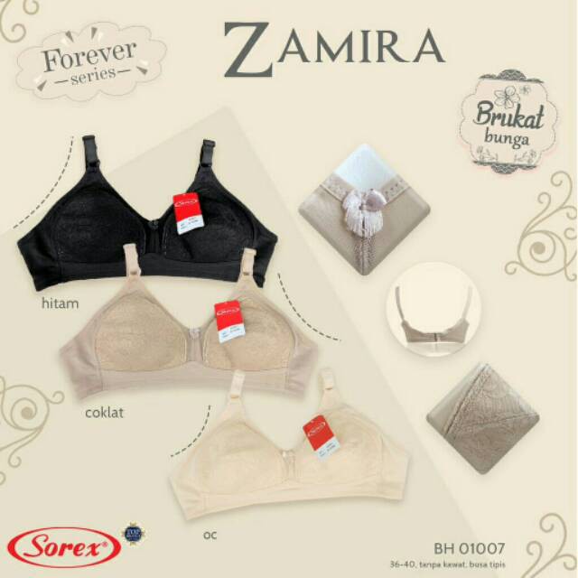 Bra Tanpa Busa Tanpa Kawat SOREX 01007 Broklat Full cup sz 34 36 38 40 BH TBTK Kait 2 Zamira