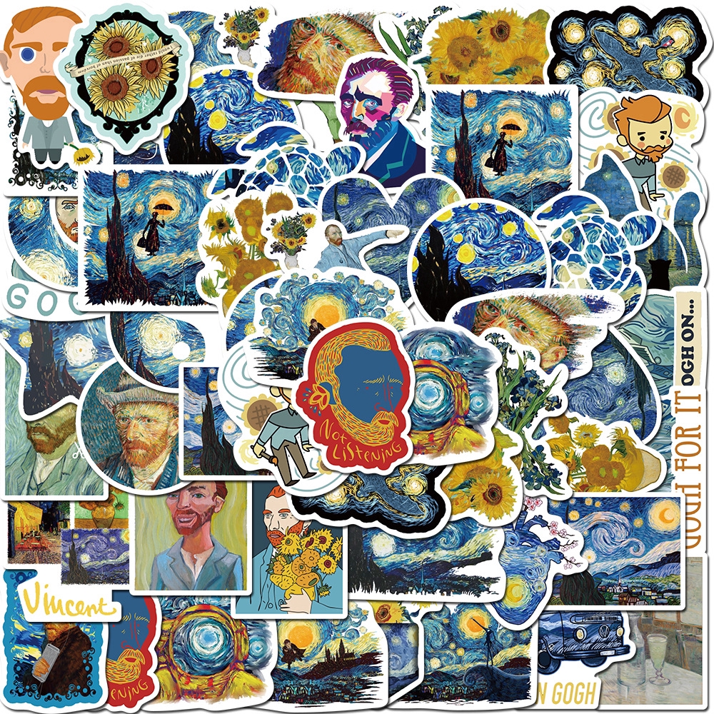 40Pcs / Set Stiker Motif Bunga Matahari Van Gogh Anti Air ...