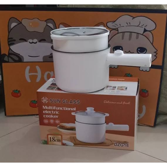 Panci Multifungsi Portable Aesthetic Korea Putih Polos / Panci Listrik Elektrik Serbaguna / Pans Panci Listrik Pot Electric Multi Cooker