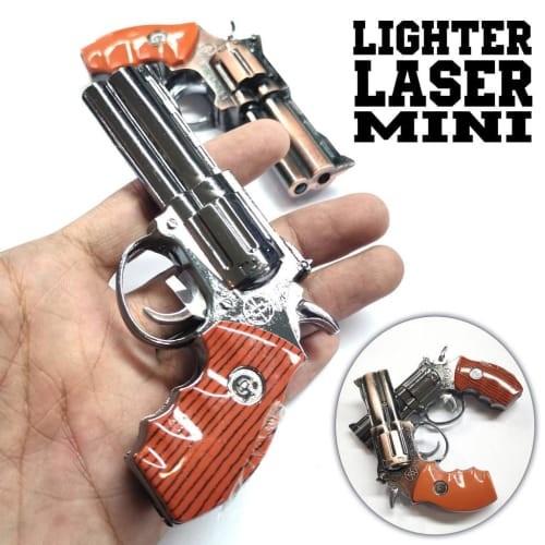 KOREK API GAS LAS MINIATUR PISTOL FULL BESI METAL LAMPU LASER