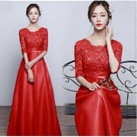 Dress Kondangan Korean Style Wanita Tali pita Kekinian Baju Cewek Gather Silk Dress bahan jersey