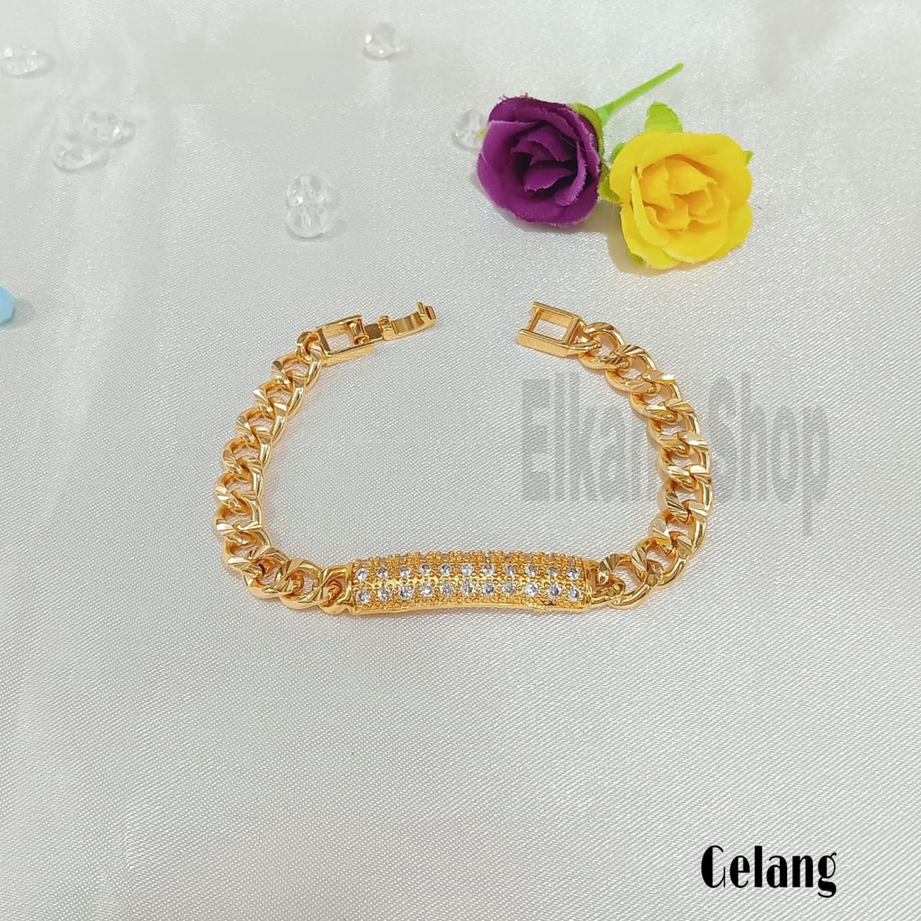 SET GELANG RANTAI ZIRCON SIMPLE TERMANIS RANTAI SUPER BERKELAS PERHIASAN ANTI KARAT&amp;ANTI LUNTUR