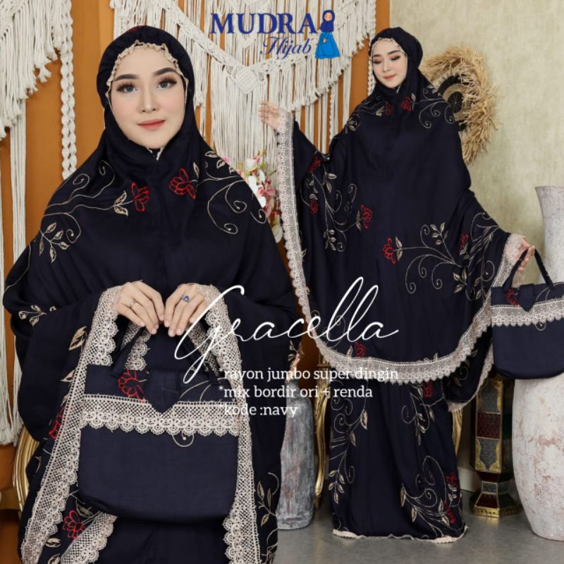 Restok mukena dewasa mewah mukena Gracella Rayon Bordir halus import ori Mudra