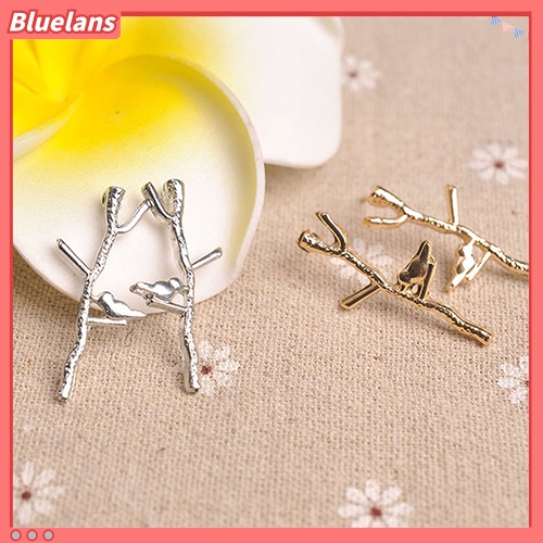 Bluelans Women Fashion Bird Tree Branches Shape Earrings Concise Alloy Ear Studs Jewelry