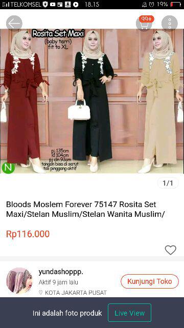 Bloods Moslem Forever 75147 Rosita Set Maxi/stelan Muslim/stelan Wanita Muslim/baju Muslim