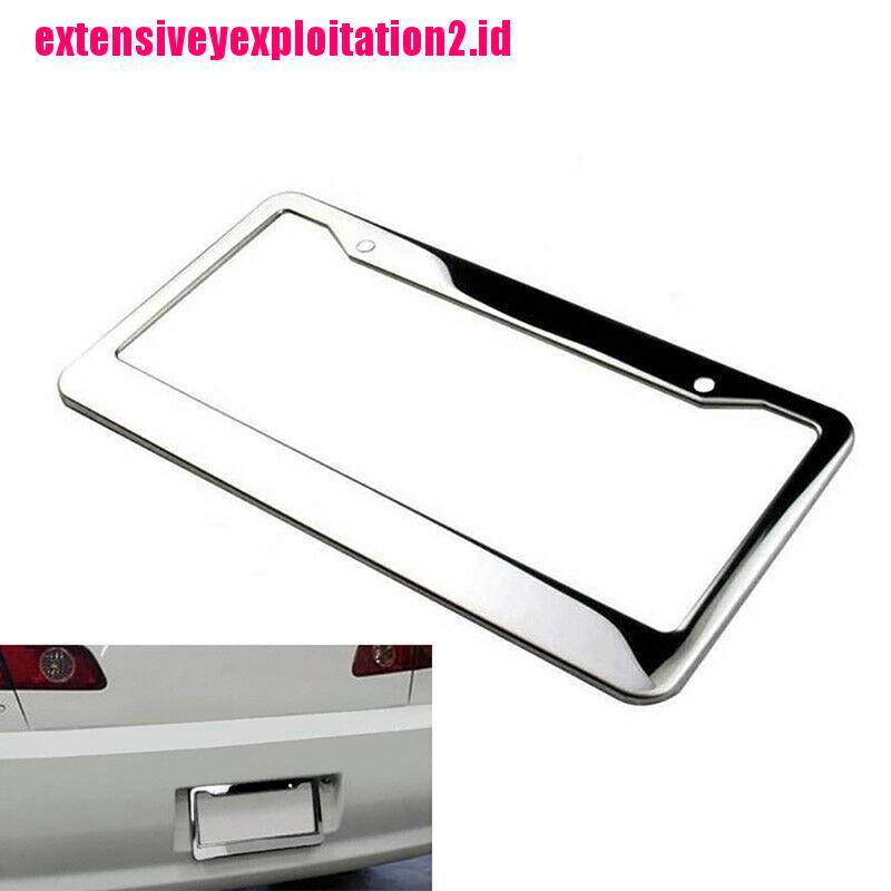 &lt; E2id &amp; &gt; 1pc Frame Plat Nomor Kendaraan Bahan Stainless Steel Lapis Krom