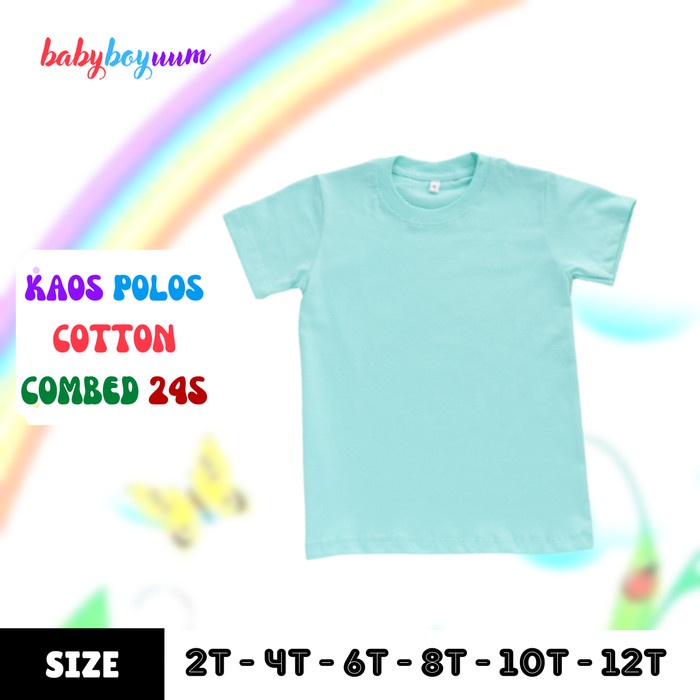 Baju Kaos Polos Anak Warna Ijo Toska Muda Cotton Combed 24 Cowok Cewek