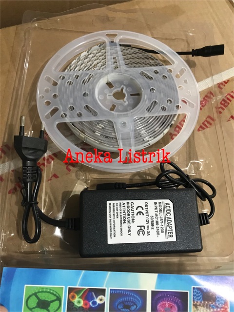 Jlelectro Lampu Strip Rgb 5050 Warna Warni Running Nyala Otomatis Set + Adaptor 4.5Meter (Tanpa
