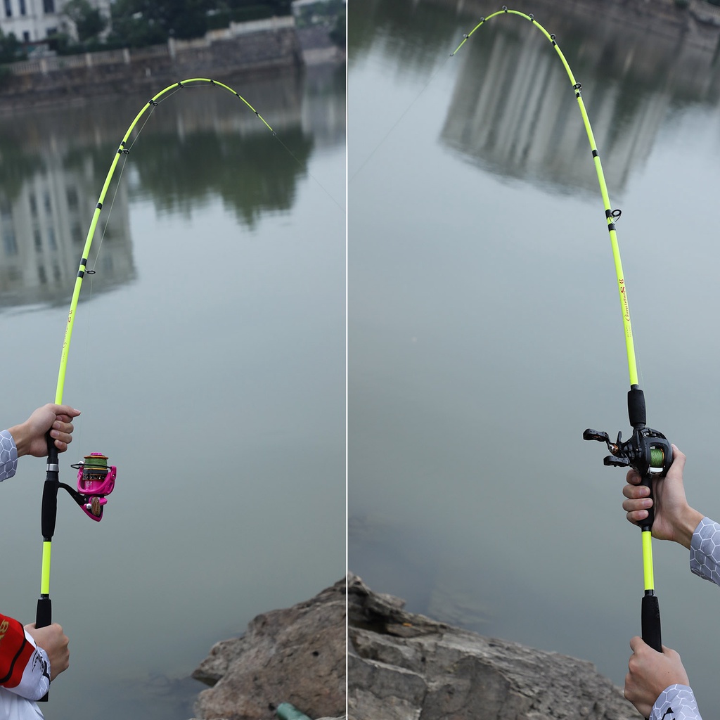 MURAH Spinning Casting Fishing Rod EVA Handle Baitcasting Fiber Glass Fleksibilitas Yang Baik Kuat Menarik Kekuatan Fishing Rod 2 Bagian untuk Air Tawar Sungai Danau