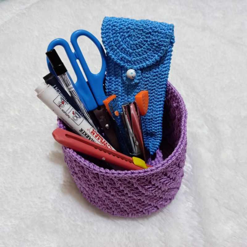 HAMPER CROCHET - KERANJANG RAJUT / WADAH RAJUT MULTIFUNGSI , TEMPAT PENSIL RAJUT , ALAT TULIS GUNTING HP KOSMETIK DLL - HAMPERS KOREA - HAMPERS RAJUT MURAH MERIAH - KADO LEBARAN