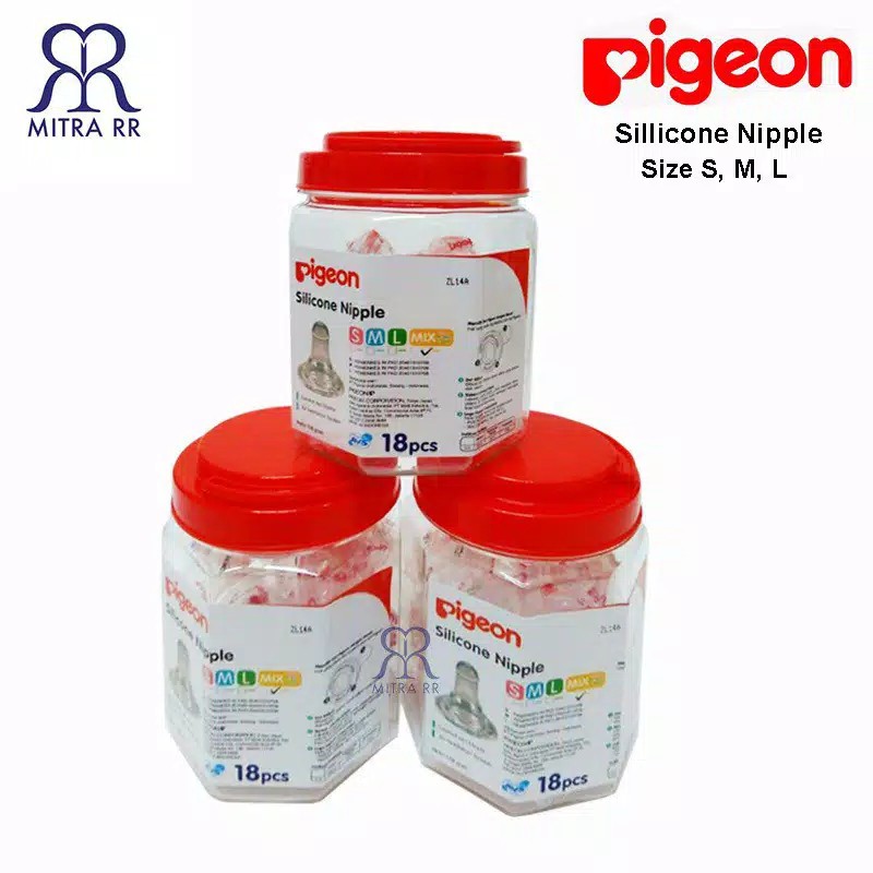 Dot Pigeon Sillicone Nipple Size S,M,L / Dot Silicone Pigeon Slim Neck Regular 1 Toples isi 18pcs