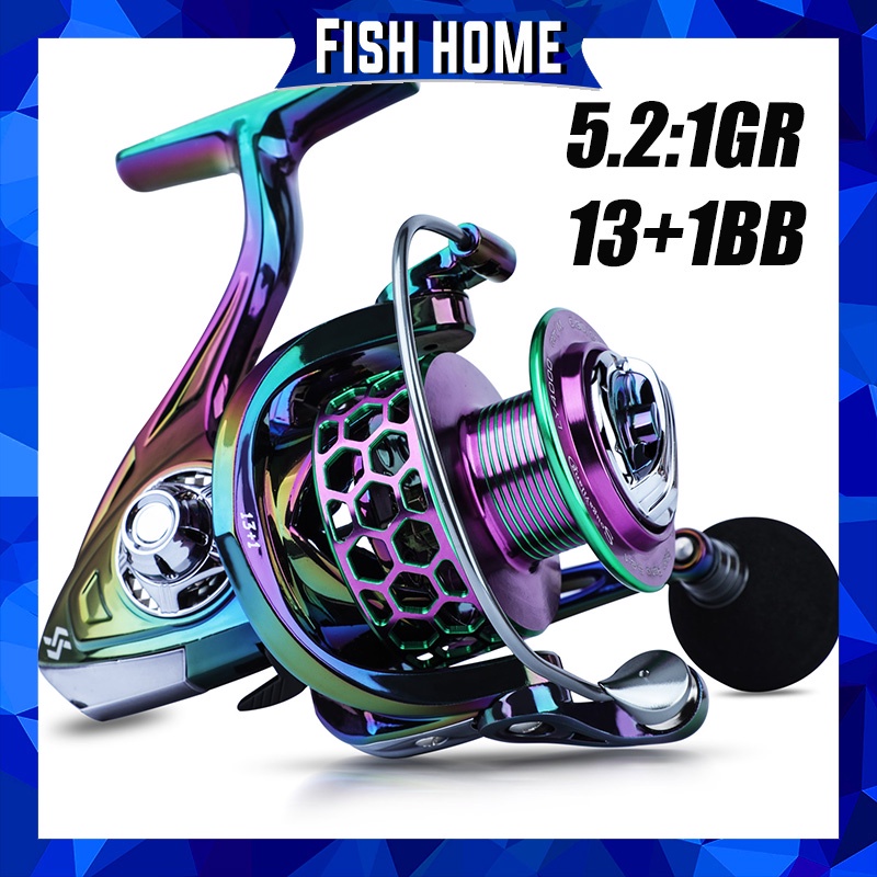 Spinning Fishing Reel Max Drag Full Metal Spool Spinning Reel 13+1 Ball Bearings 5.2:1 Rasio Roda Gigi Kanan Kiri Pegangan Inter-changeable Air Asin Gulungan Pancing Air Tawar Gear Tackle Luar Ruangan