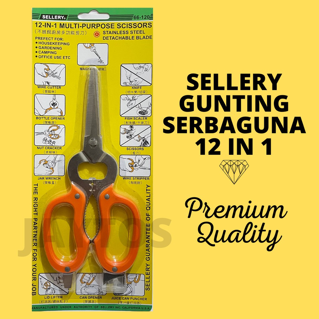 

Sellery 66-120 12 in 1 Multi Purpose Scissors Gunting Serbaguna / Serba Guna Original