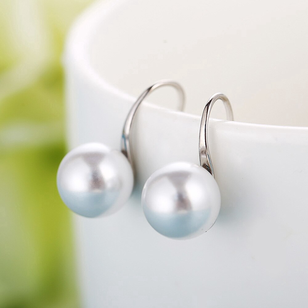 Anting Stud Mutiara Simulasi Warna Silver Untuk Aksesoris Wanita