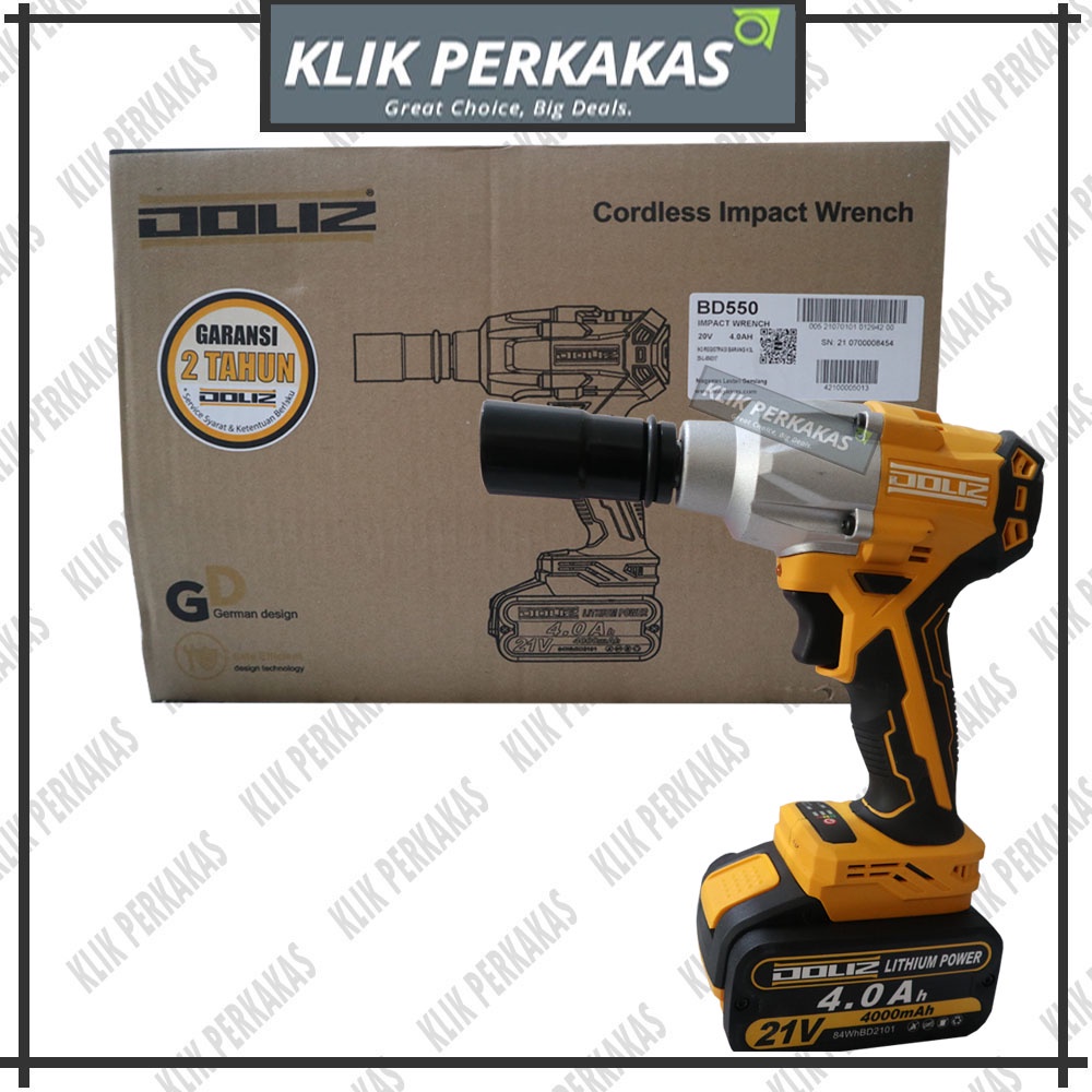 CORDLESS Impact Wrench DOLIZ 21V Mesin Pembuka Baut Ban Mobil BD550