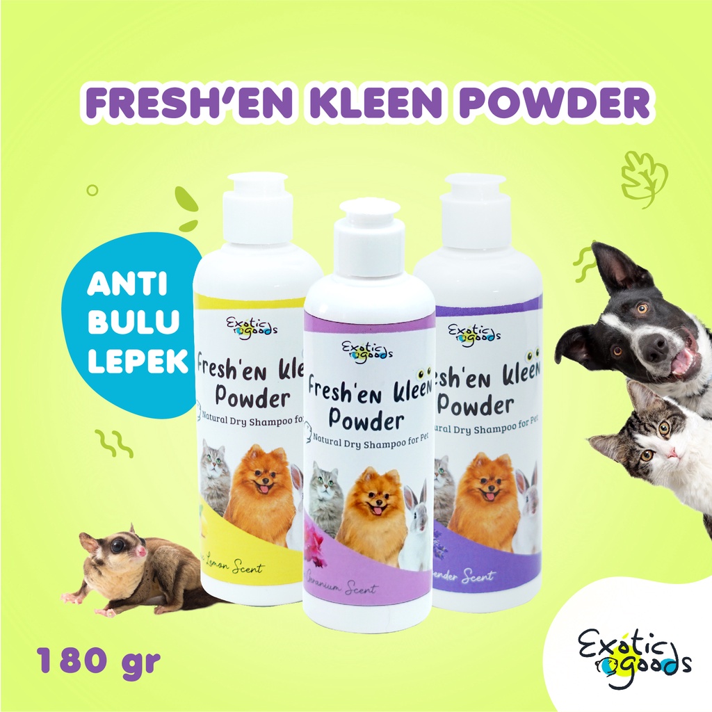 FRESHEN KLEEN 180g DRY SHAMPOO POWDER ANJING SHAMPOO KERING KUCING DRY SHAMPOO KELINCI SAMPO KERING