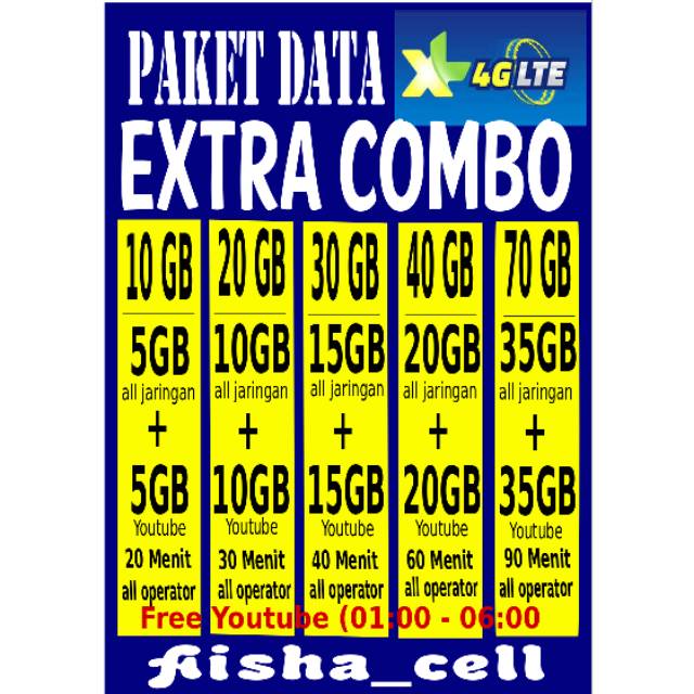 PROMO PAKET DATA XL EXTRA COMBO 10GB, 20GB, 30GB, 40GB &amp; 70GB TERMURAH