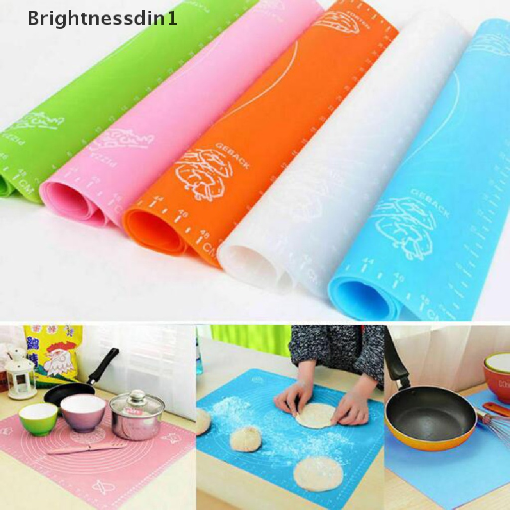 (Brightnessdin1) Alas Rolling Bahan Silikon Ukuran 30x25cm Untuk Membuat Kue / Fondant