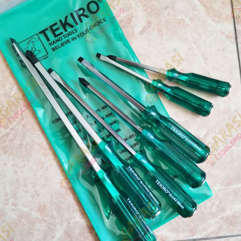 set 7 pcs TEKIRO obeng set obeng ketok getok plus minus set