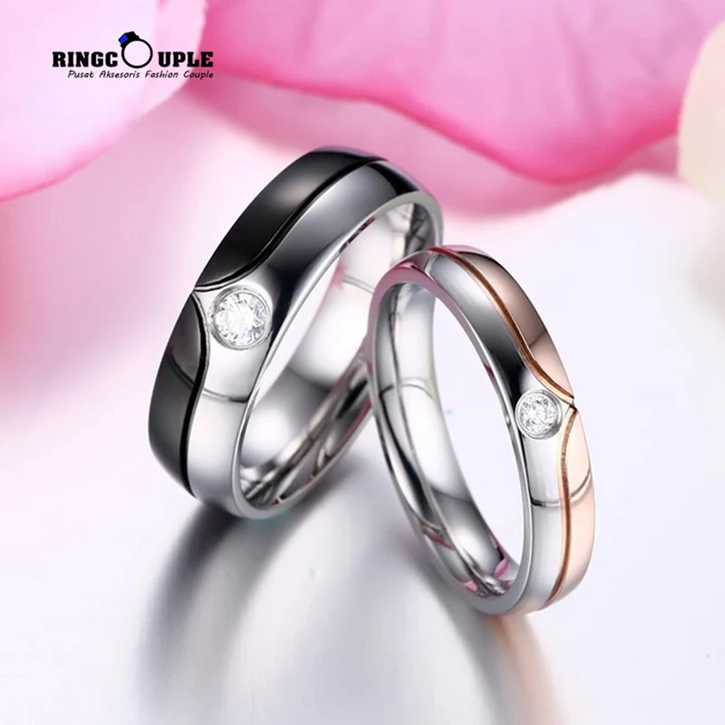 [JB029] Cincin Couple Titanium Original 100% Anti Pudar (GRATIS BOX)