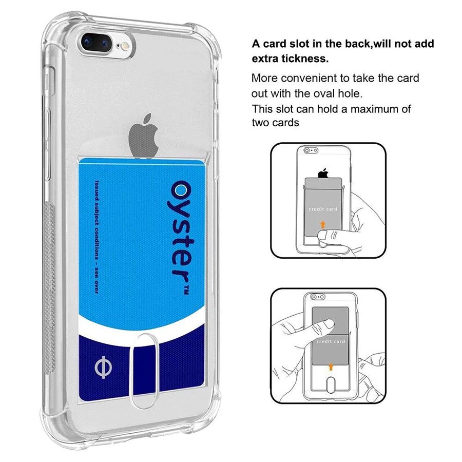 Soft Case iPhone Card Slot Casing Anticrack Holder Simpan Kartu Softcase Anti Crack Penyimpan Kartu