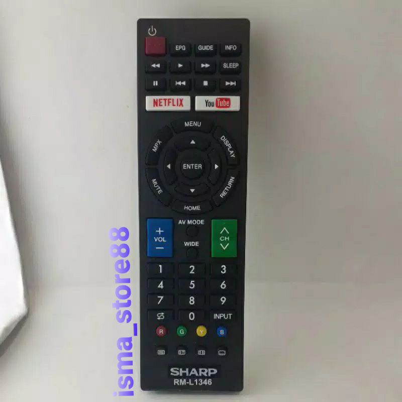 REMOTE REMOT TV SHARP AQUOS LCD LED SMART TV NETFLIX YOUTUBE RM-L1346 ALL TIPE TANPA SETTING