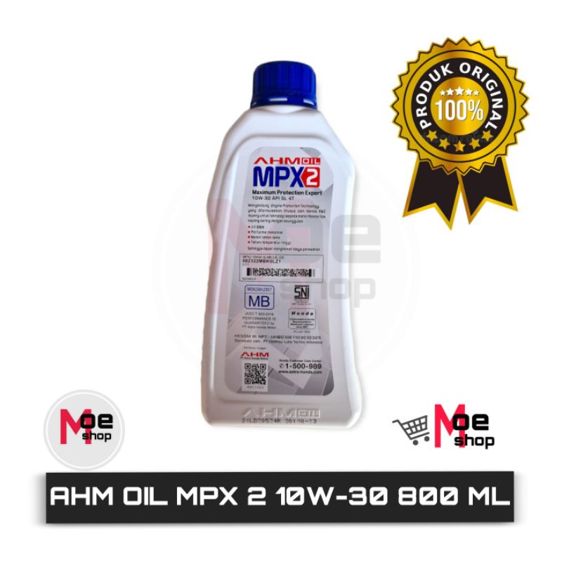 Oli Honda AHM OIL MPX2 800 ML 10W-30 API SL JASO MB 4AT 100% ORIGINAL