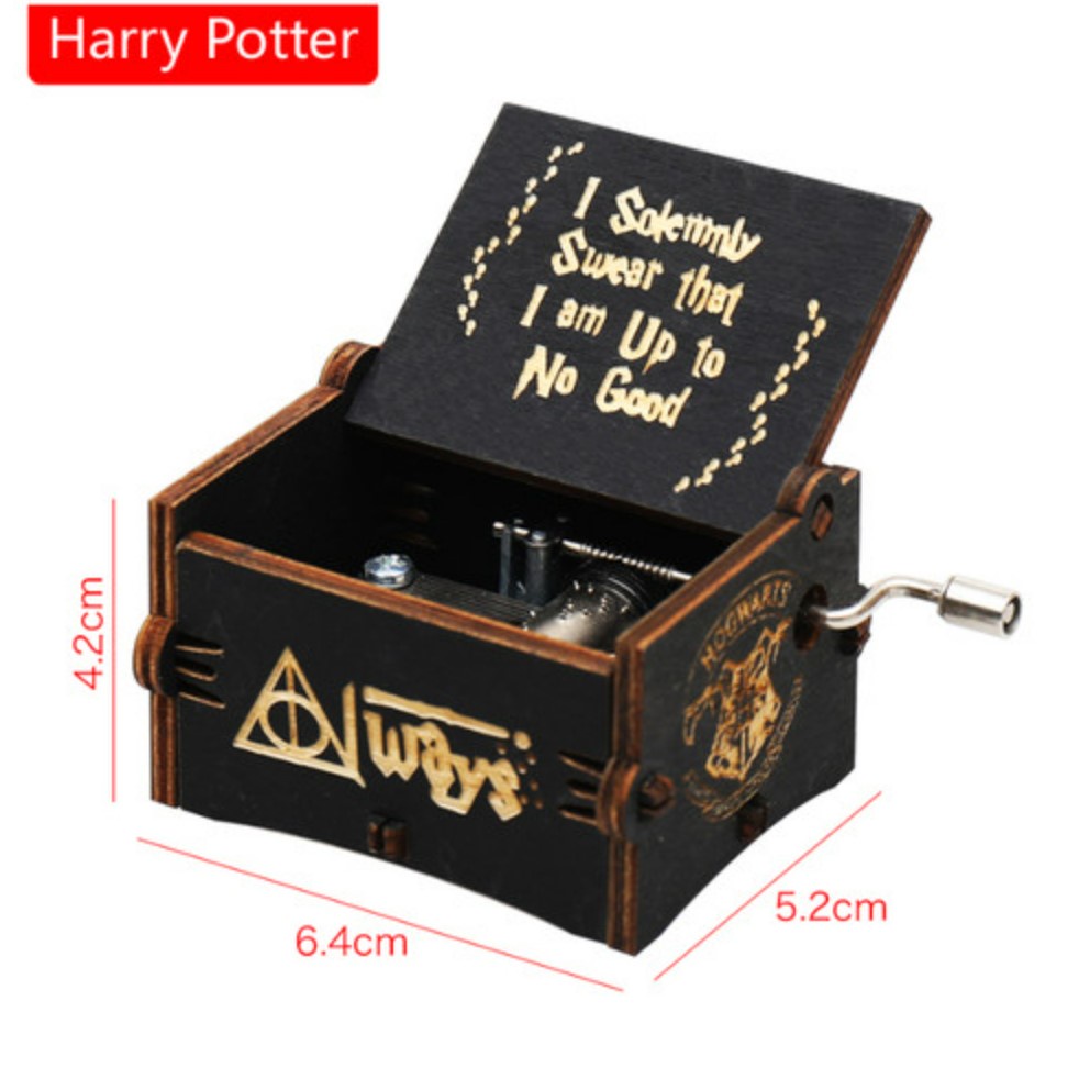 HPMB harry kotak musik black music box retro wooden kayu hitam magic sihir hadiah birthday gift