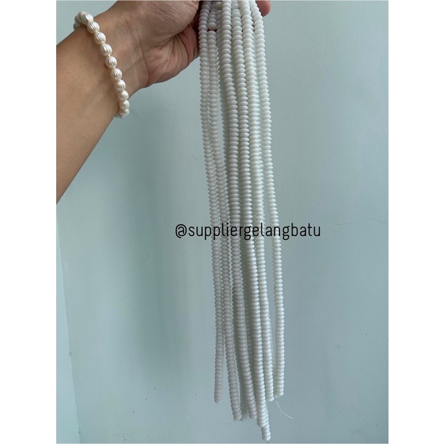 batu rondelle Stone Beads 3 x 8mm WHITE ONYX obsidian pembatas tasbih