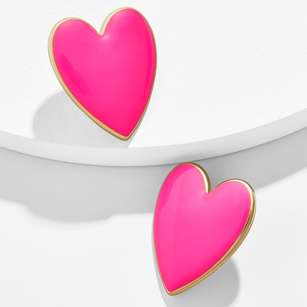 Needway  Statement Cute Enamel Big Love Heart Stud  Earrings