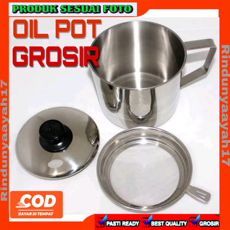 [RA] OILPOT 1.3 L PENYARING MINYAK OIL POT 1.3L LITER SARINGAN SERBAGUNA STAINLESS