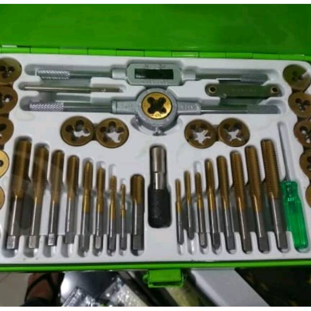 TEKIRO tap and dies set 40 pcs / alat senai drat set - Hijau