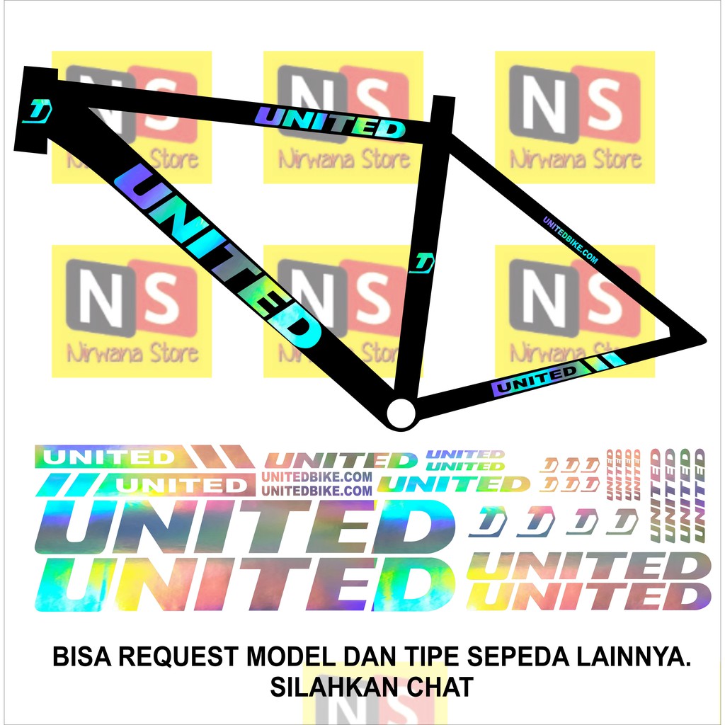 stiker sticker UNITED sepeda Hologram decal