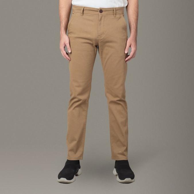 Benhill Celana Pria Panjang Chinos Katun Stretch Warna Tan 104-32523