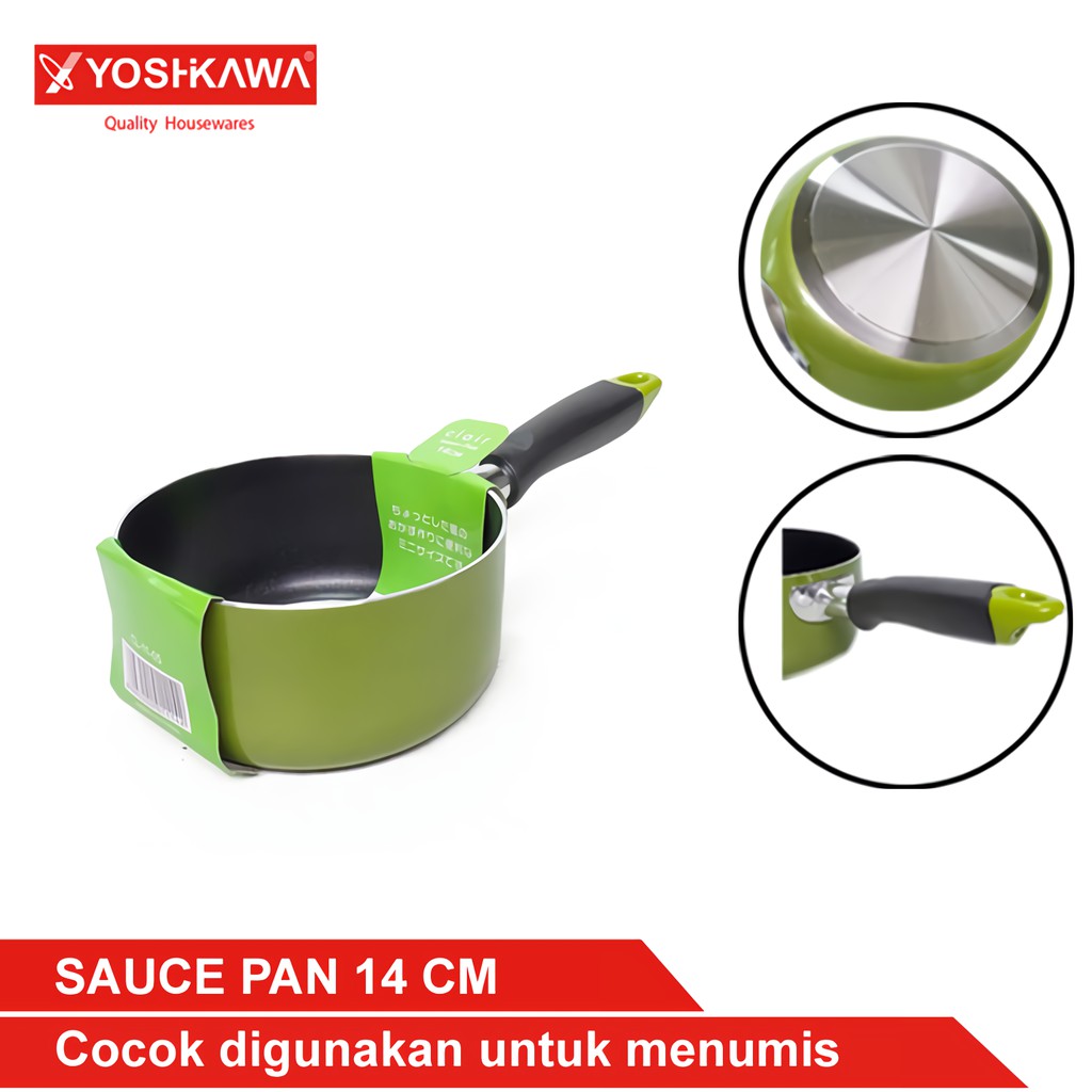 

YOSHIKAWA Panci Anti Lengket / Wajan Tumis Panci Susu 14 CM Sauce Pan EVL-CL-11-05 Hijau