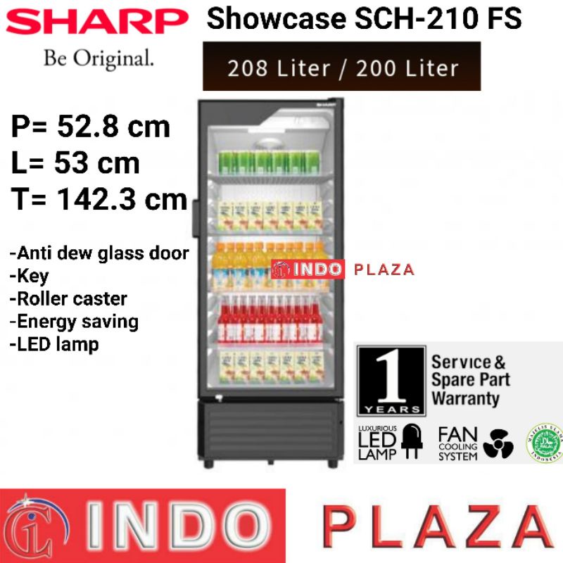 SHOWCASE SHARP SCH-210FS 3 Rak 210 Liter