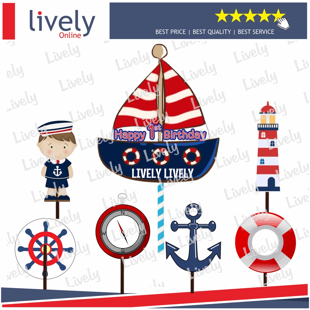 CUSTOM NAMA CAKE TOPPER KARAKTER SAILOR HIASAN KUE ULANG TAHUN HAPPY BIRTHDAY