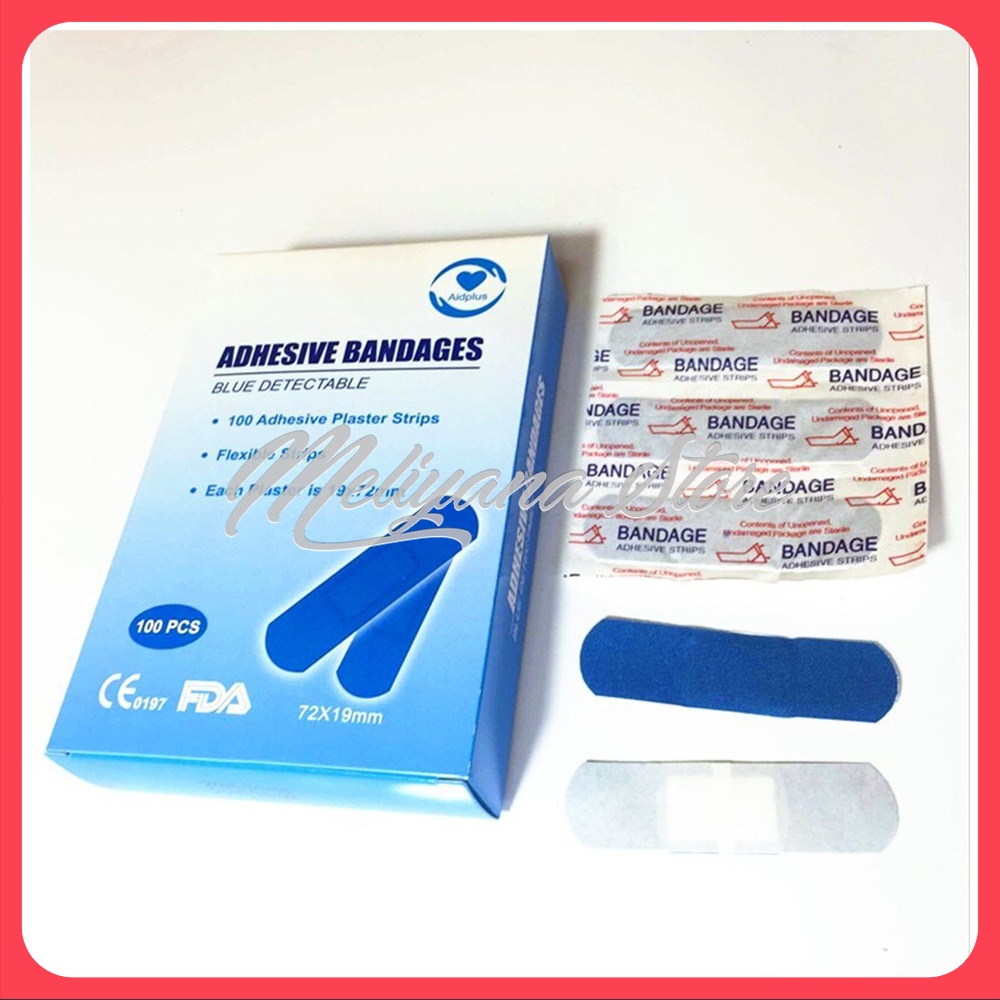 100pcs Waterproof Band Aid Blue Metal Detectable Bandage For Wounds