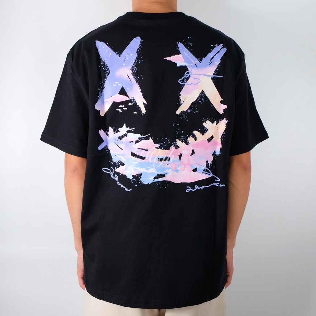 Ricky Is Clown Pink Misty Sea Deconstruction Tearing Face Tee Black 100% Original