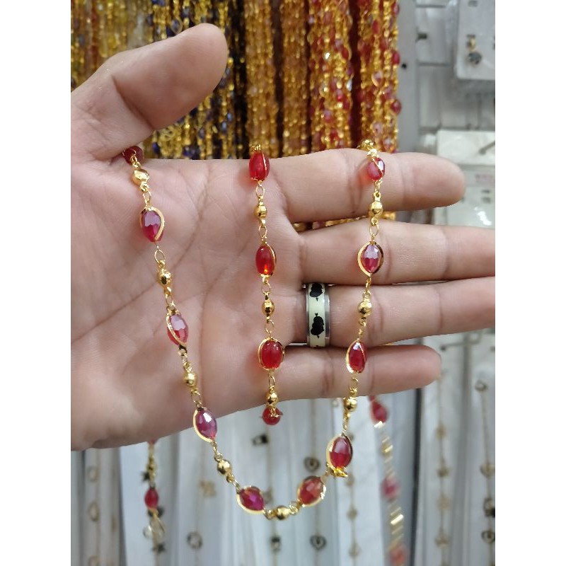 SET perhiasan wanita Kalung+gelang tangan motif batu permata giok lapis emas tidak pudar anti alergi