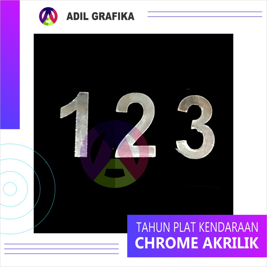 Angka Nomor Tahun Plat Kendaraan/Mobil – Chrome Akrilik