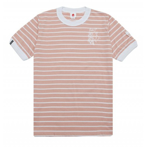 

SundaySundayCo - Kaos Pria - Basic Stripe Peach Rib White