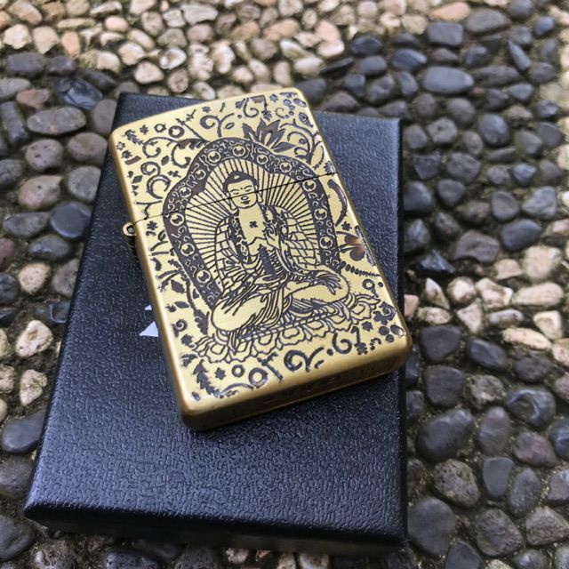 Korek Api Zippo Budha Gold Lighter Premium Grafir Ukiran Embosh Timbul 3D Windproof Souvenir Koleksi