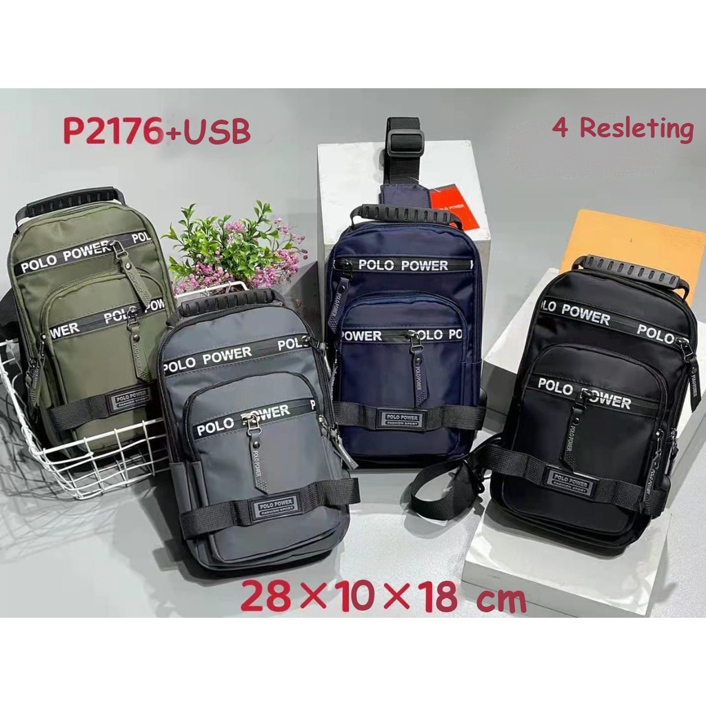 Polo Power Tas ABG Sling bag Import Chest bag Trendy Tas Selempang Dada Pria Waterproof Tas Army