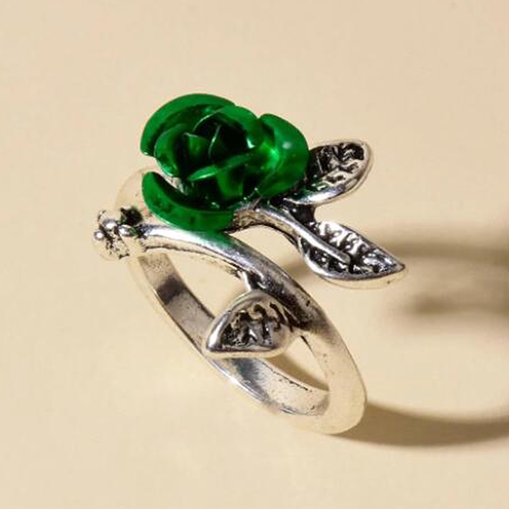 Hu Hu Hu Hu Hu Alat Bantu Pasang Kacamata♡ Cincin Tunangan Tembaga Tipis Dua Warna Desain Bunga Mawar + Daun Untuk Wanita