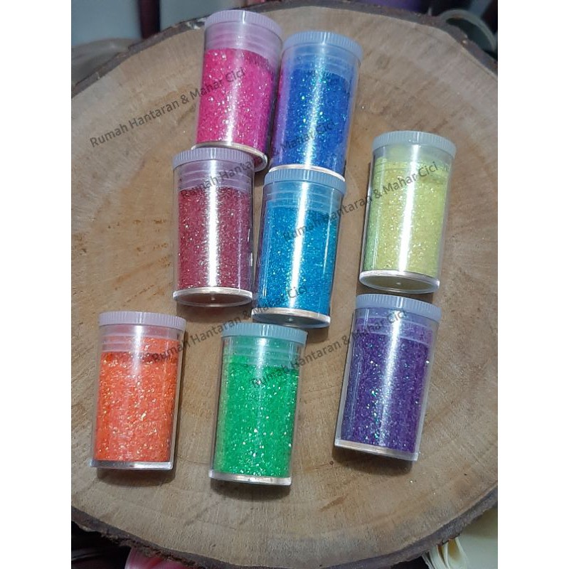 

5gr gliter warna/glitter warna warni/gliter bening/gliter pink/gliter biru/glitter