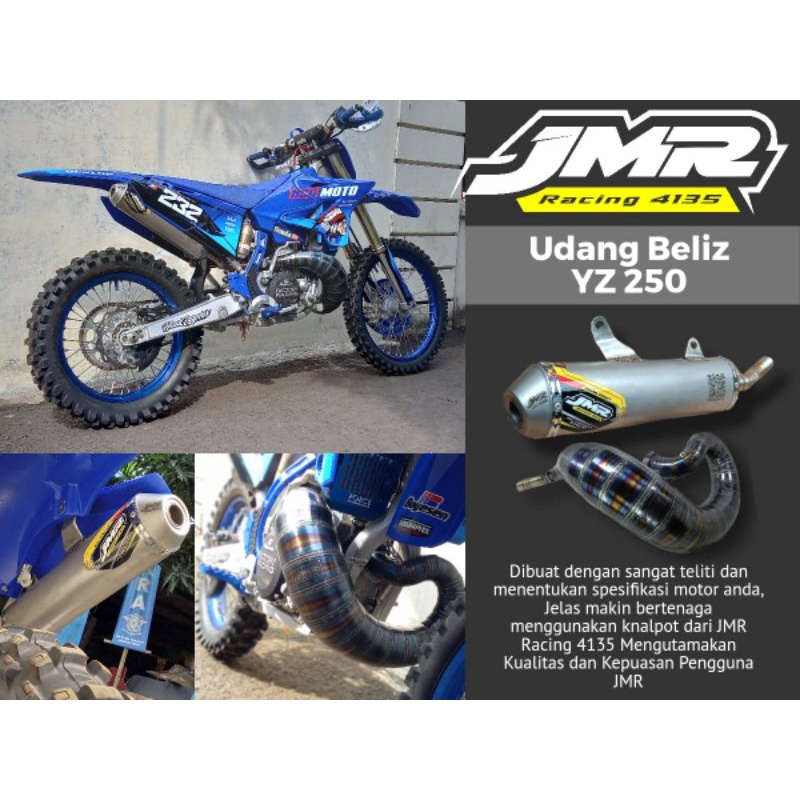 knalpot yamaha yz250x yz250 original jmr racing 4135 full system plat karat 1,2 mm model blizz knalp