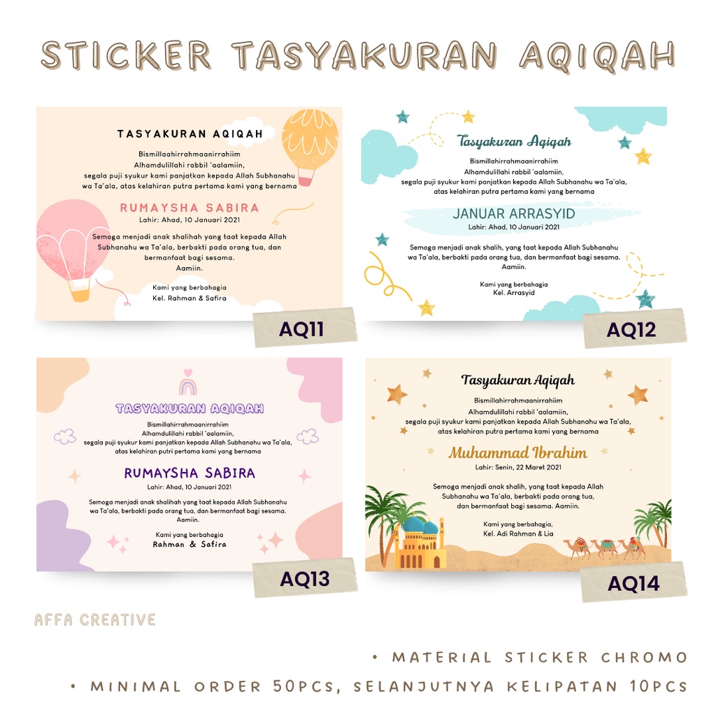 

Sticker Tasyakuran Aqiqah Kelahiran Bayi [2]