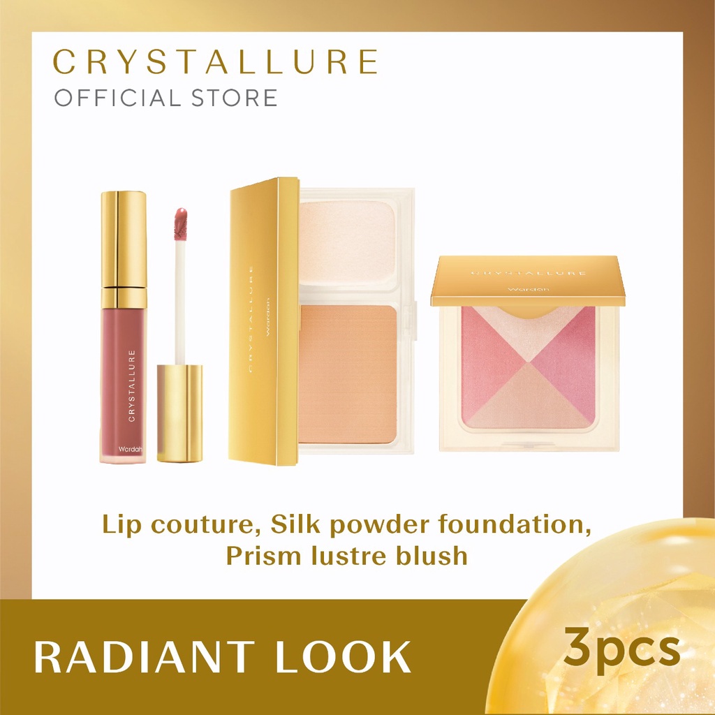 Wardah Crystallure Radiant Look (lip couture, two way cake, blush on dengan antiaging benefit)